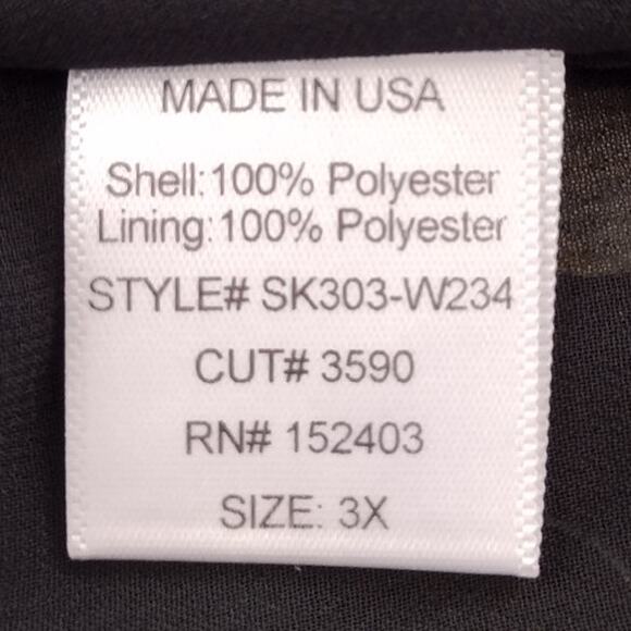 Marybelle Dia & Co NEW Black Floral Two-Tier Pull-On Flare Skirt Womens 3X Plus - Picture 9 of 11